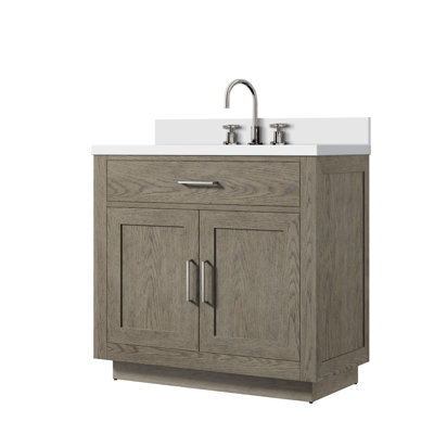 Single Bath Vanity with Quartz Top and Faucet Set