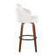 Tabouret de bar pivotant à hauteur fixe en velours crème avec pieds en bois de noyer et détails en métal doré - ensemble de 2