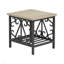 Ensemble de tables basses 3 pièces et 2 tables de bout en faux marbre noir avec finition en métal et table de bout