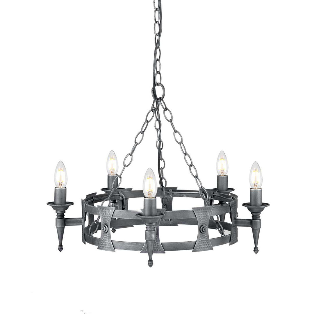Voight 5 - Light Waggon Wheel Chandelier