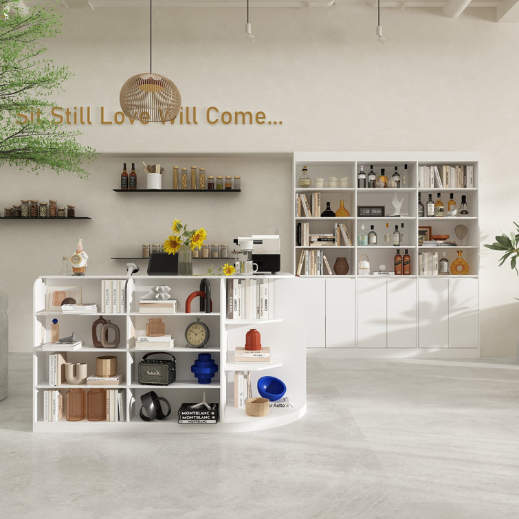 71'' W L-Shaped Reception Desk And 78.7''H X 71'' W Storage Cabinet(Cashier Combination Set Of 2)