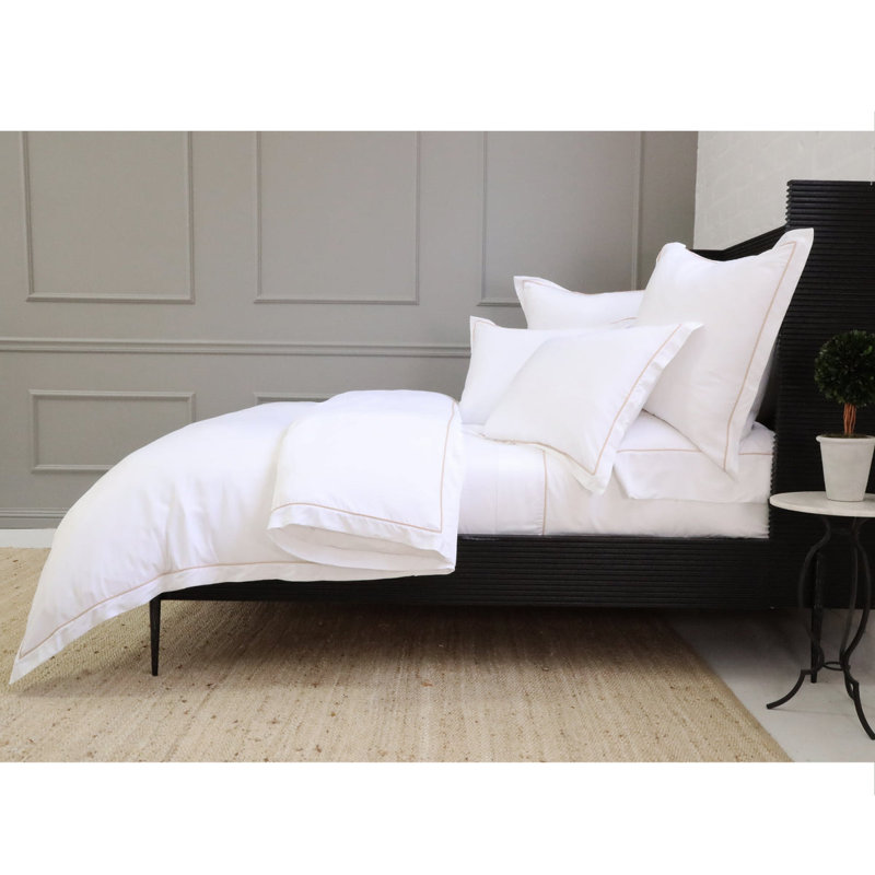 Sheena Duvet Cover, White/Sand, King Duvet Cover + 2 King Shams