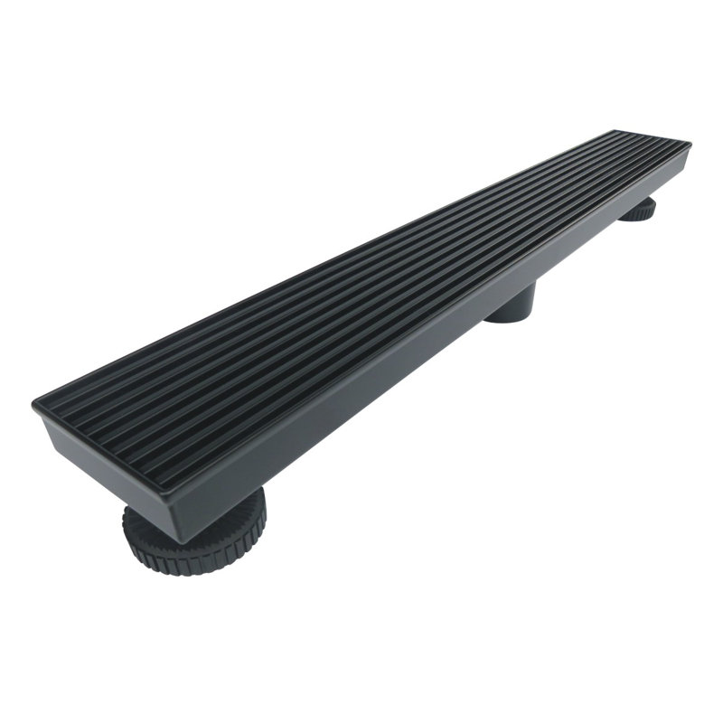 Drain de douche 24 "avec grille linéaire, Noir mat