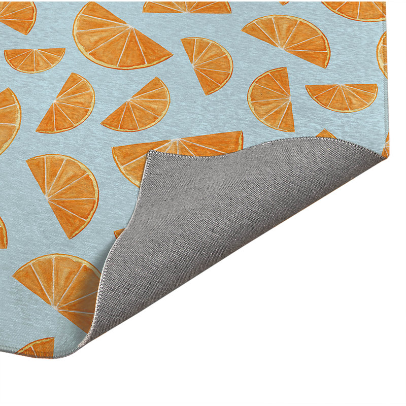 Tapis de cuisine antidérapant Summer Oranges, Bleu nuage, Rectangle 5 pi x 7 pi