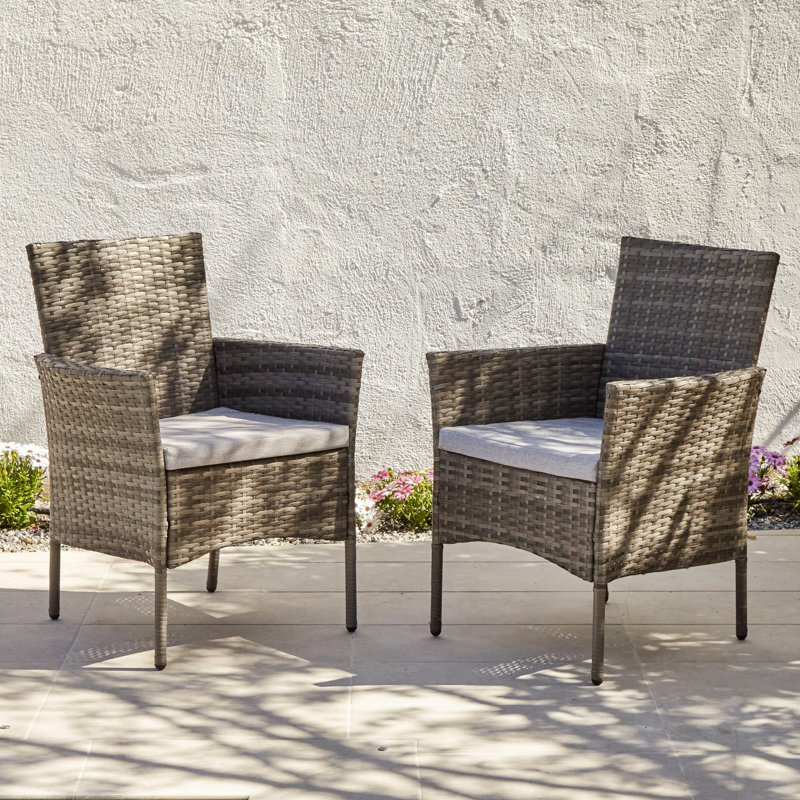 Aoife Outdoor Dining Chairs - Set Of 2 - Rattan, Grey