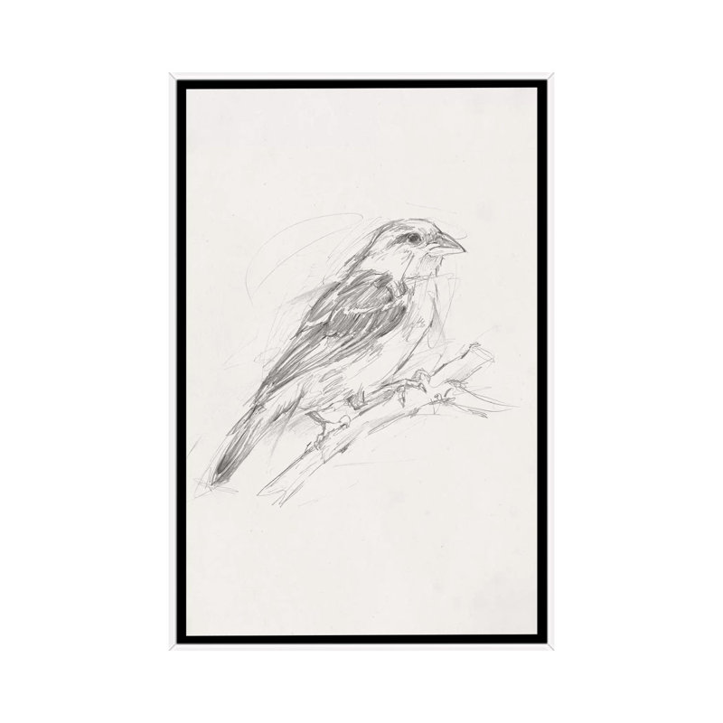 Reproduction d’art, "Avian Study II" par Ethan Harper, H 40 po x l 26 po x P 1,5 po, Toile blanche encadrée, Pas de tapis