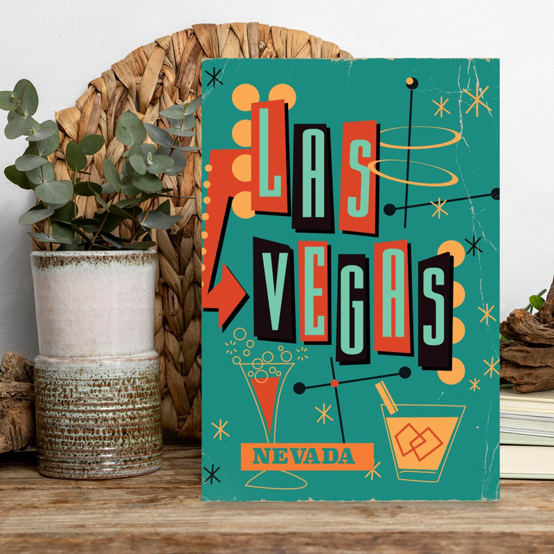 Mid Century Las Vegas Classic Modern Retro City Architecture Wall Art Print 1 Piece Wrapped Canvas Wall Art