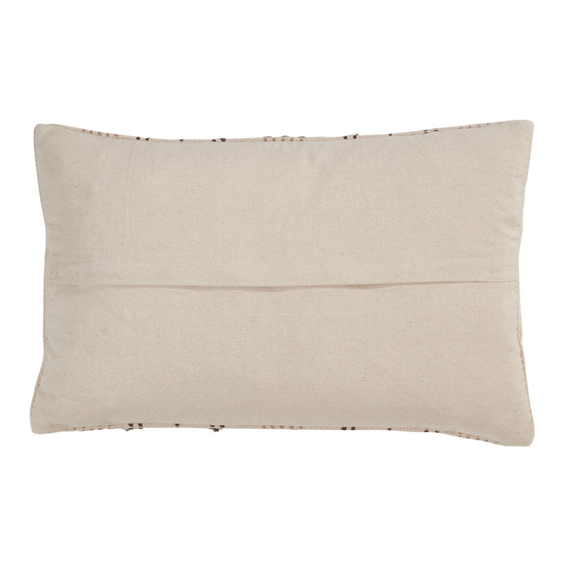Ivory and Brown Woven Cotton Striped Pillow Cover