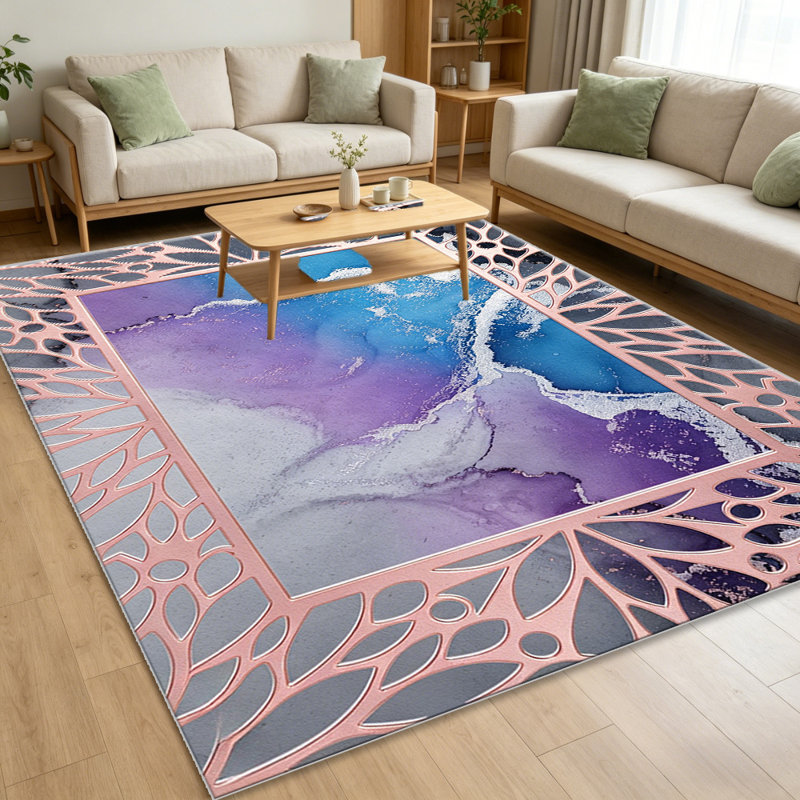 Purple Blue Marble Frame carpet-easy to clean, machine-washable, soft and comfortable; suitable for door mats, kitchens, living rooms, bedrooms, corridors, and laundry areas. Easy to clean, durable carpet for home decoration.