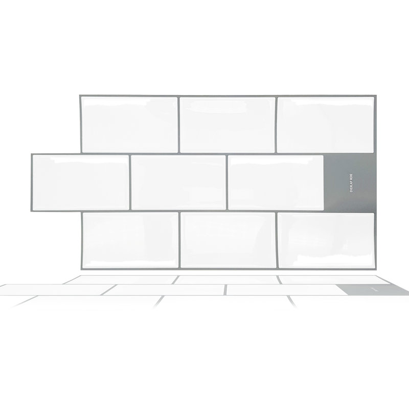 London Metro Classic Brick Brilliant White Glossy 3D Tile Stickers 30.5 x 15.4cm