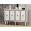 Console élégante et moderne, blanche et dorée, 47,2 po x 31,5 po x 11,8 po | 100% panneau de particules enduit de mélamine, épaisseur: 0,7 pouce | Design géométrique glamour, parfait pour le salon et le vestibule, élégant et fonctionnel-106861006