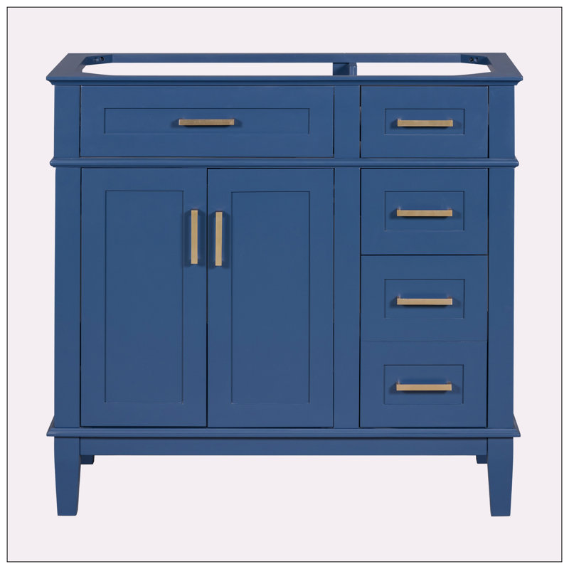 35.40'' Single Bathroom Vanity Base Only, Blue