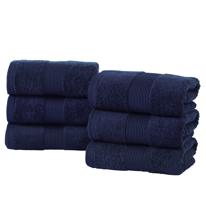 Ensemble de serviettes de bain 100% coton 4 pièces Evteka, Navy, Hand Towels - 6 Pack