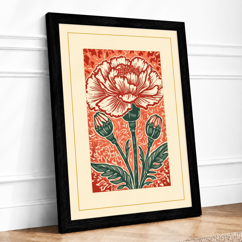 Woodcut Bloom Botanical - Print, Black, A4 - 29.7 x 21.0 cm