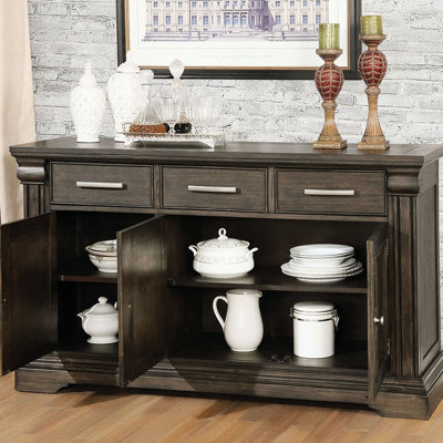 Modern 1Pc Server With Finish, Solid Wood And Paper Veneer, Storage For Dining, Transitional Design Classic In Tone, Wood, Drawers Contemporary