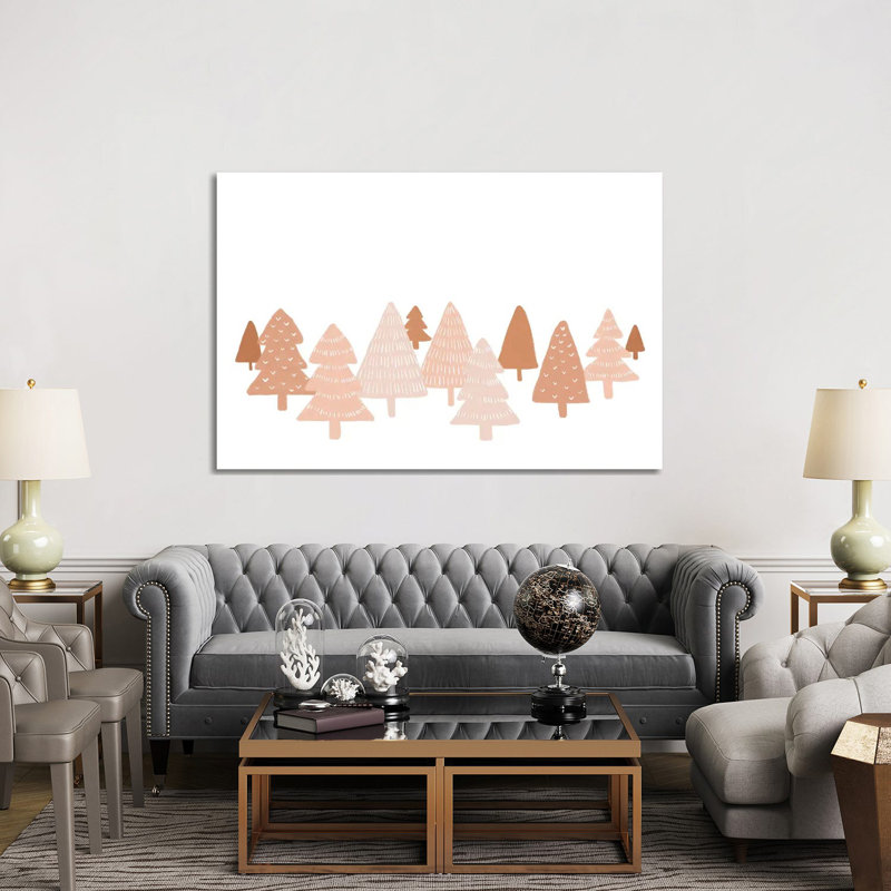 Blush Winter Trees - Wrapped Canvas Print, 152.5 cm H x 101.5 cm W