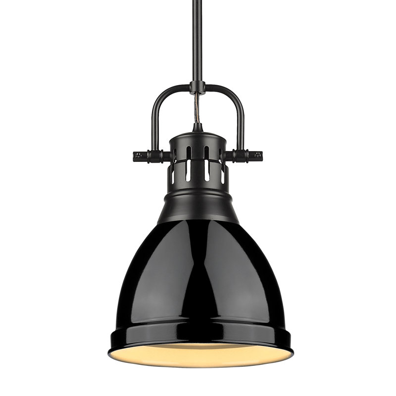 Luminaire suspendu unique / remarquable à 1 lumière Ruthie sans accents de matériau secondaire ou d'accent, Noir, Noir