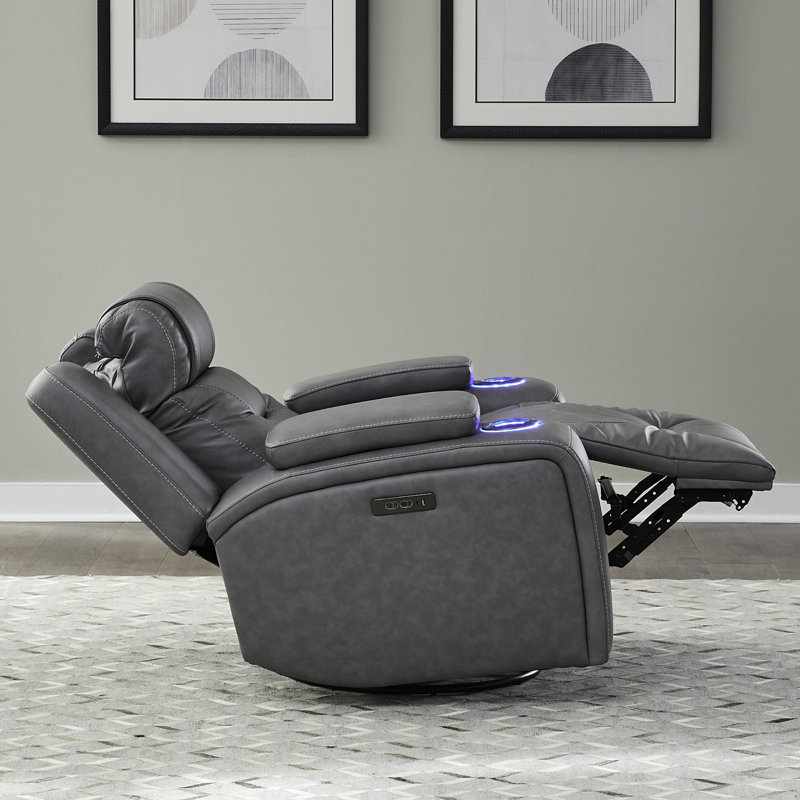 Fauteuil inclinable électrique pivotant Kerven, Bleu gris