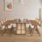 Mid-Century Modern Rectangular Waves Dining Table Set With Rattan Weave Design