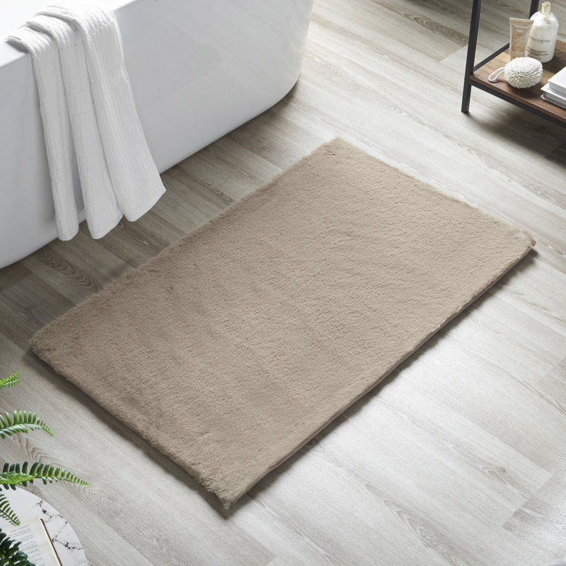 Rosenda Faux Fur Non-slip Bath Mat, Mink