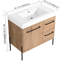 Lavabo en résine blanche et meuble-lavabo à porte à fermeture en douceur de 36 po en contreplaqué - Optimisez le concept de votre salle de bain avec lavabo, charnières et rangement spacieux