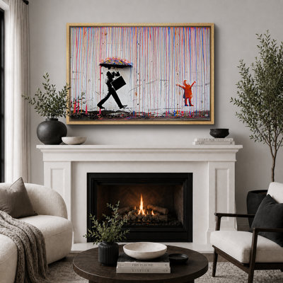 Banksy, arc-en-ciel coloré, un homme et une fille graffiti, Street Art Home Decor, impression sur toile
