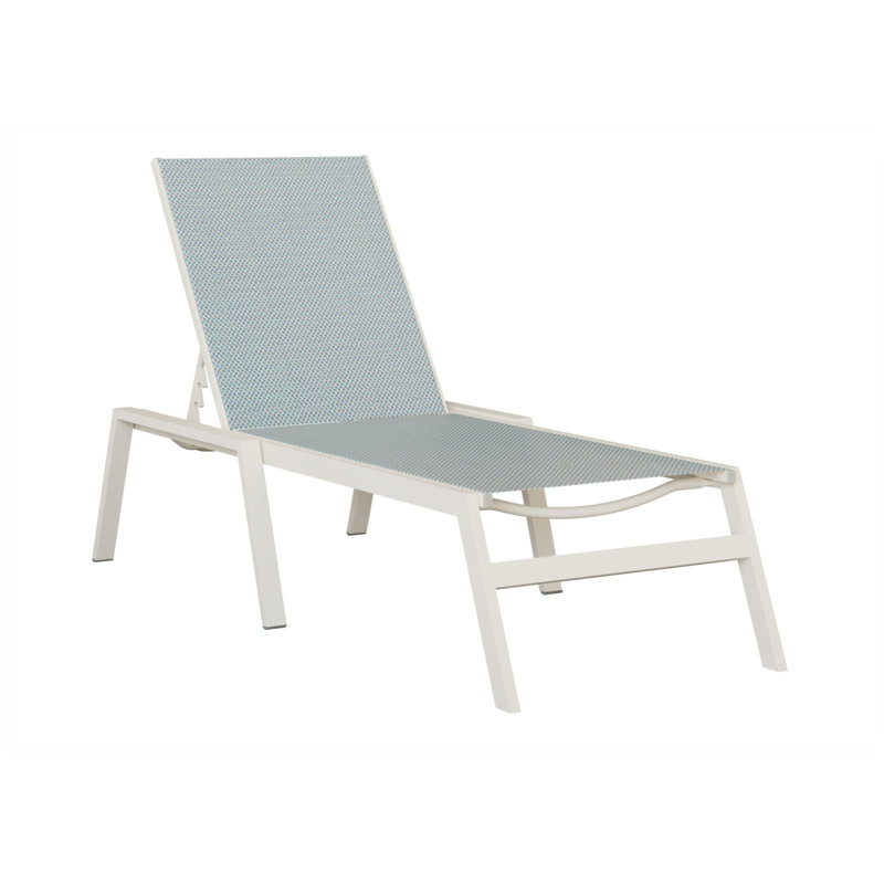 Berlin Gardens Vida Chaise Armless Lounge, Matte White, Sky Blue
