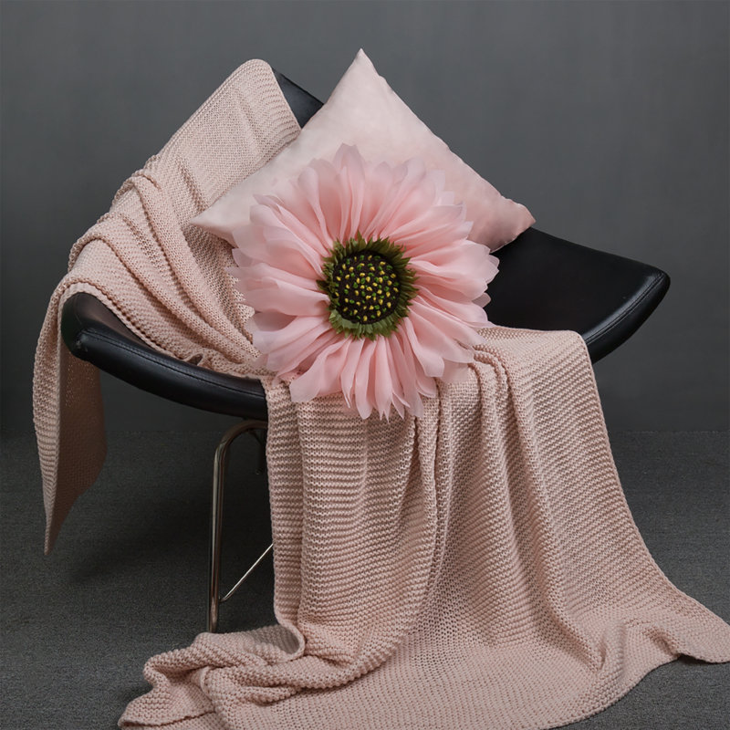 Coussin décoratif décoratif décoratif décoratif en forme de fleur 3D inclus, Rose