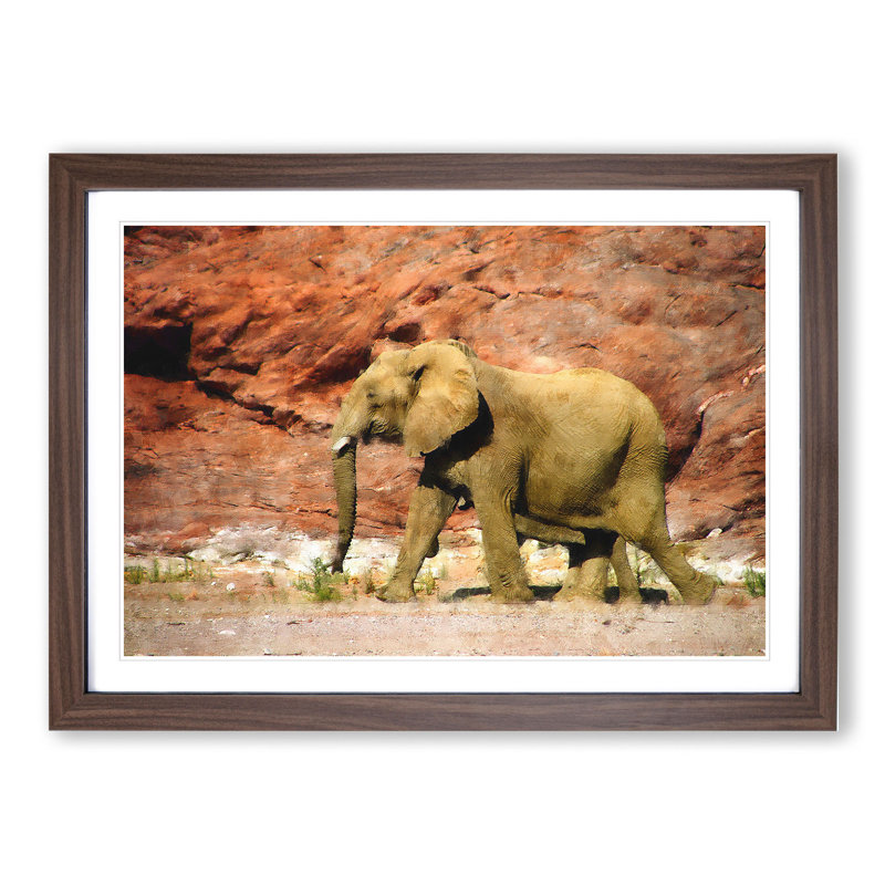 Elephant Vol.6 - Picture Frame Graphic Art, 36cm H x 48cm W x 2cm D, Walnut Framed