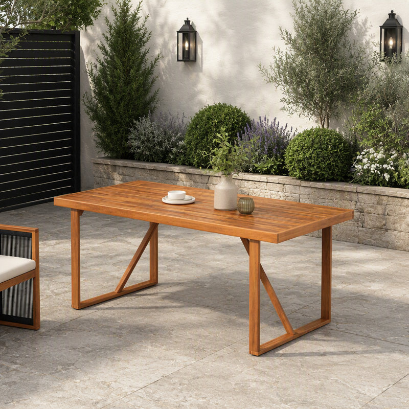 67" Acacia Wood Outdoor Dining Table
