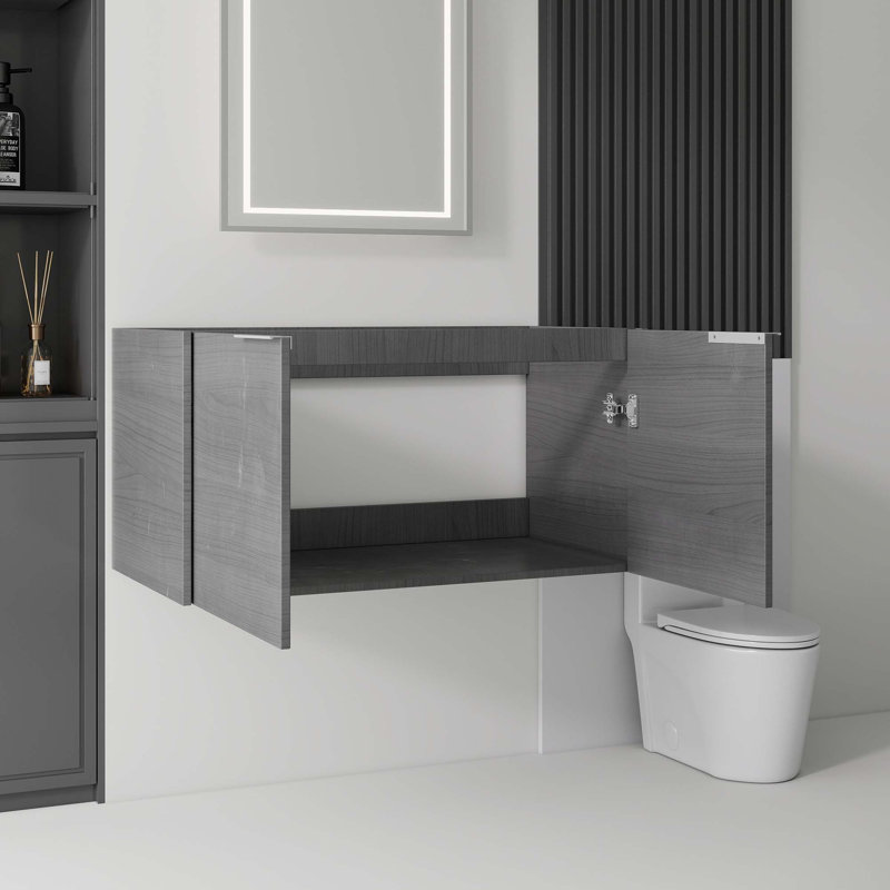 Armoire de salle de bain murale avec portes à fermeture douce et rangement spacieux, Gris