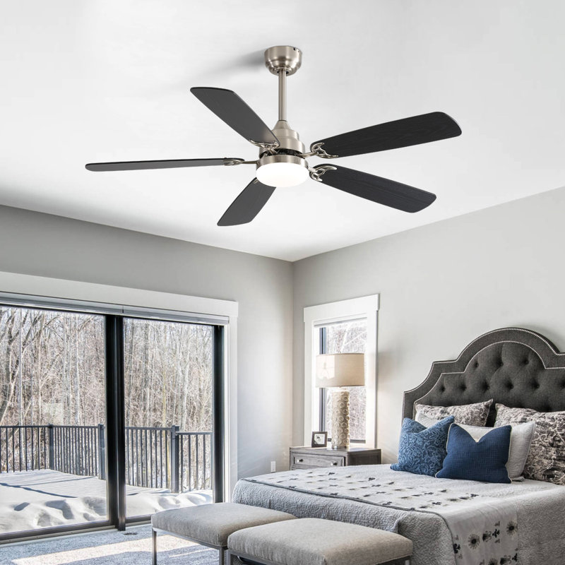Shalese 52'' Ceiling Fan with LED Lights, Nickel, Dark Gray