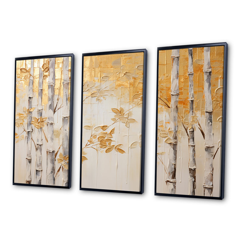 «Blue Mom and Zen Zen Moment Bamboo I», ensemble d'art mural en bambou, Cadre flottant noir, H 28 po x l 36 po x P 1 po