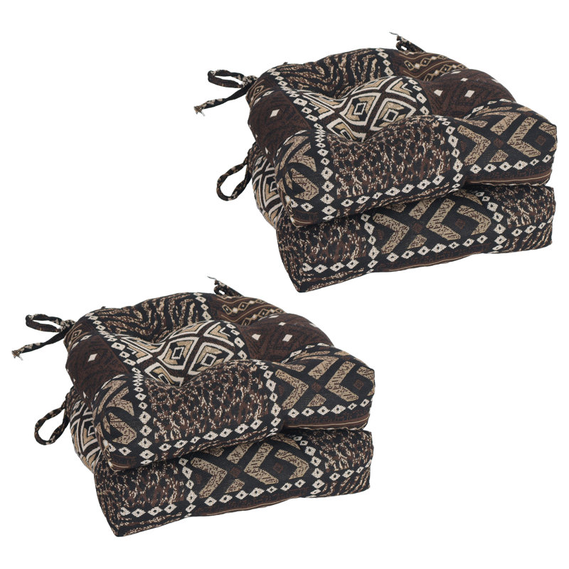 16-Inch Rounded Back Woven Tapestry Tufted Chair Cushions (Set Of 4)