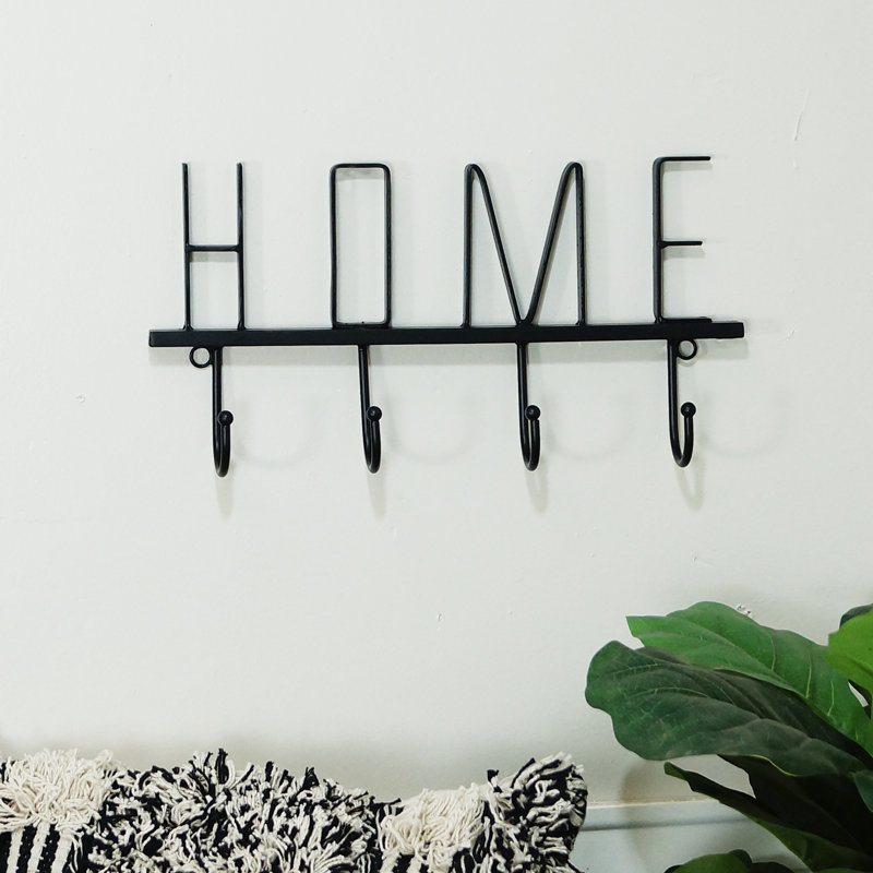 4 crochets muraux noirs