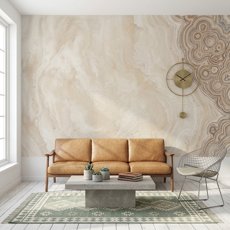 Agate Rings, papier peint mural géode onyx, 100 po x 96 po, Non tissé
