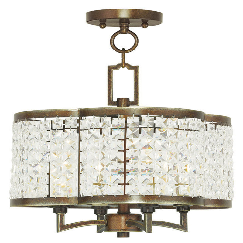 Palacial Bronze Mini Chandelier with Clear Crystal Shade