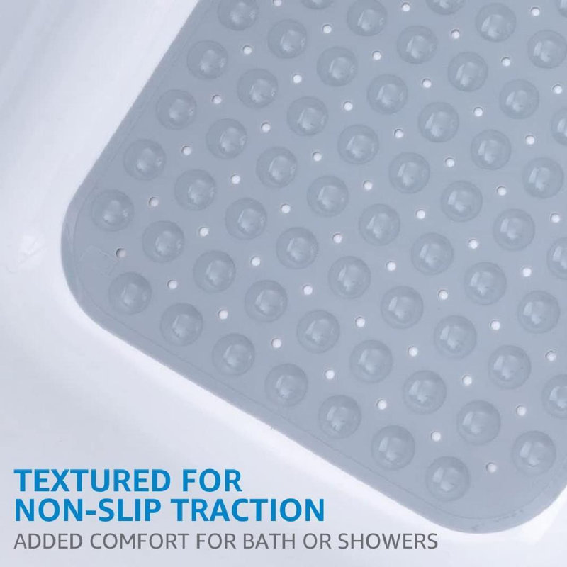 Tapis de bain extra long antidérapant avec ventouses, gris
