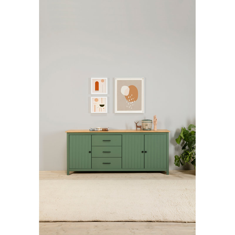 Getz 190cm Solid Wood Sideboard, Green/Oak