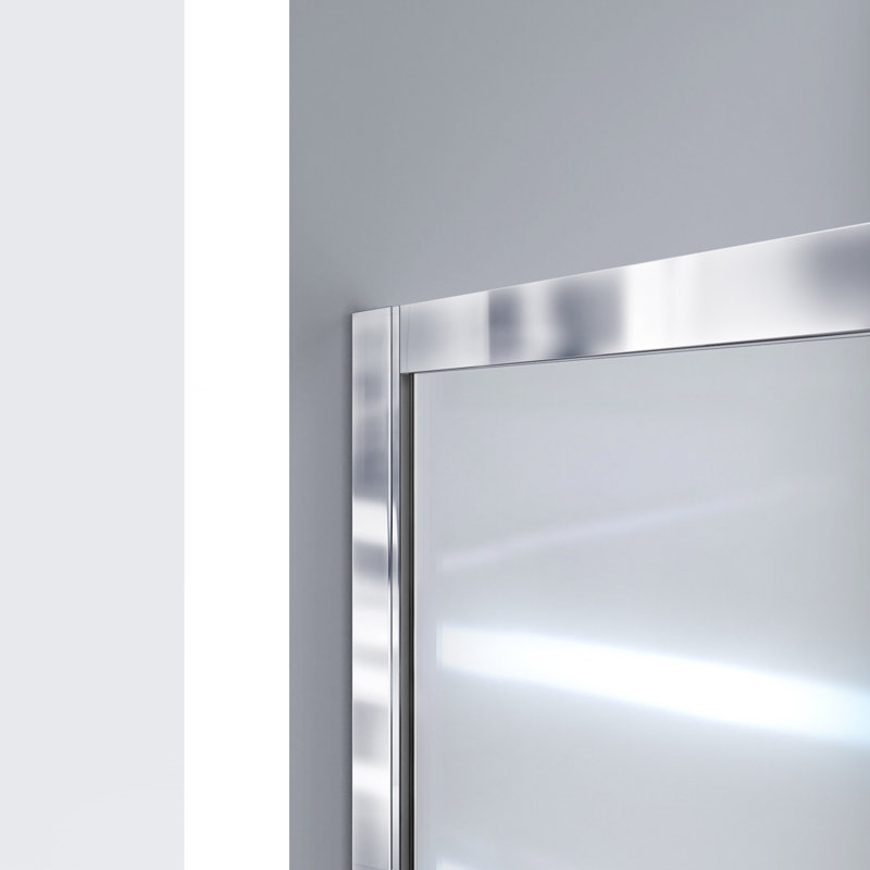 Infinity-Z 60" x 76.75" Rectangle Sliding Shower Enclosure with Base Included, Chrome, Center, Frosted Tempered