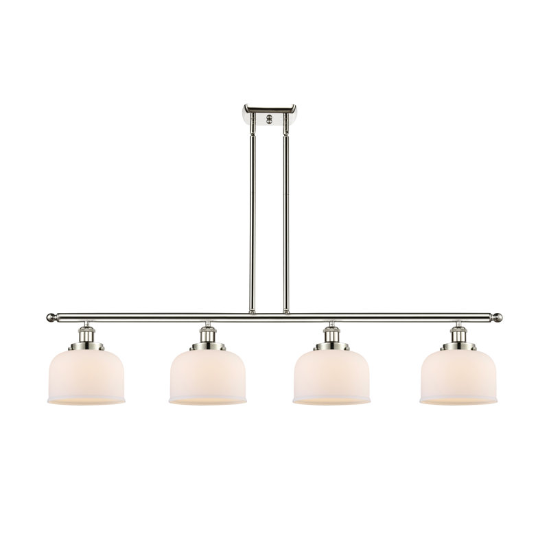 Luminaire suspendu pour îlot de cuisine 4 lumières Bissonnette, Ampoule non incluse, Blanc mat, Nickel poli