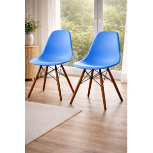 Ashley Plastic Dining Chair With Walnut Base (Set of 2)