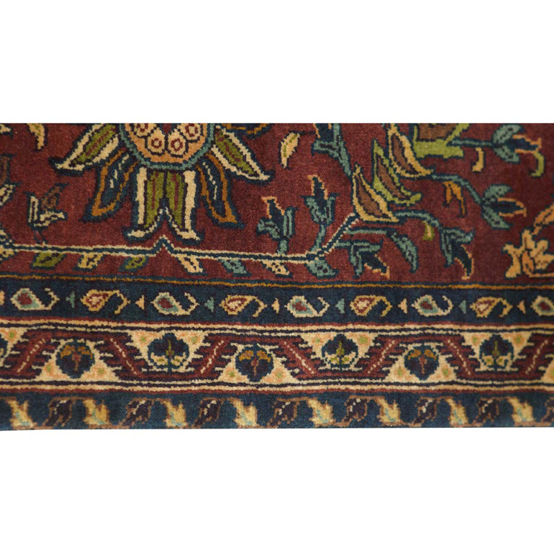 Tapis rouge / noir noué à la main de conception unique 8 pi 7 po x 11 pi 5 po