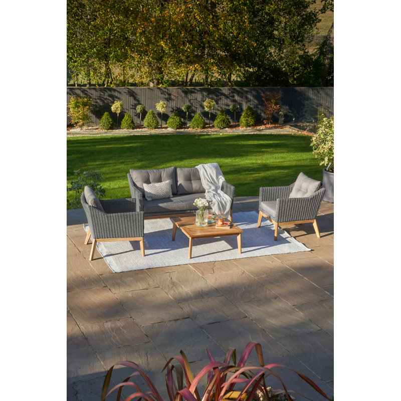 Grubb Rattan 4 - Person Seating Group with Cushions