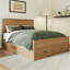 Structure de lit avec rangement moderne en bois avec 6 tiroirs, lit plateforme avec support en lattes de bois-947676237
