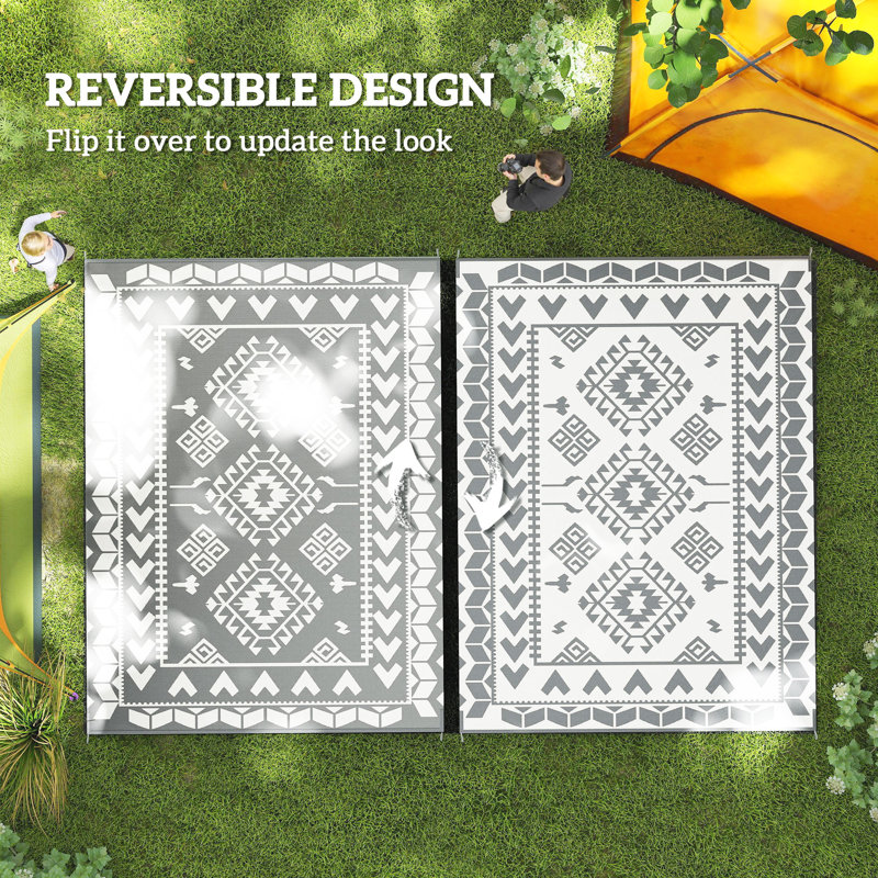 Tapis d'extérieur réversible pour patio, tapis de camping portable
