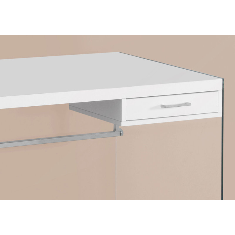 Bureau d'ordinateur, bureau à domicile avec verre trempé transparent