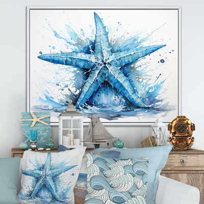 Watercolor blue  Starfish - Starfish Framed Wall Art