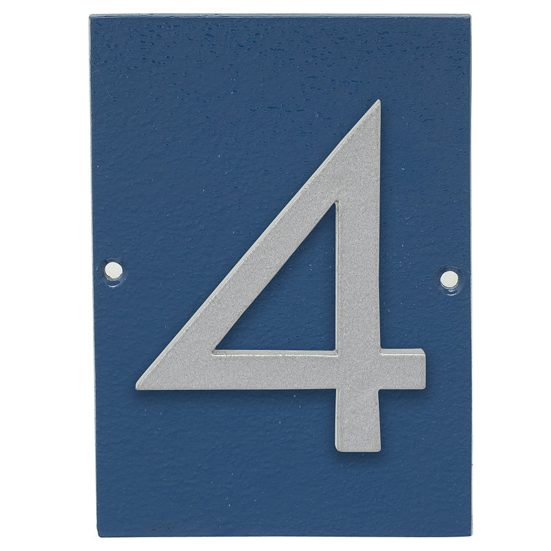 Plaque d’adresse murale sur 1 ligne flottante, Bleu mer, Argent, Oui