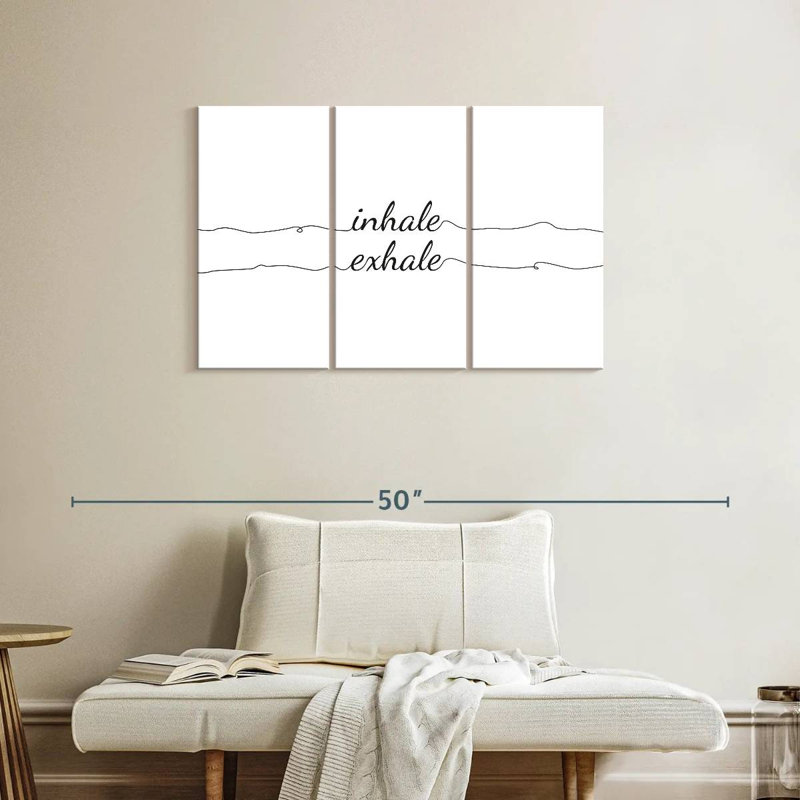 Inhale Exhale - ensemble de 3 toiles tendues, H 24 po x l 38 po x P 1,25 po